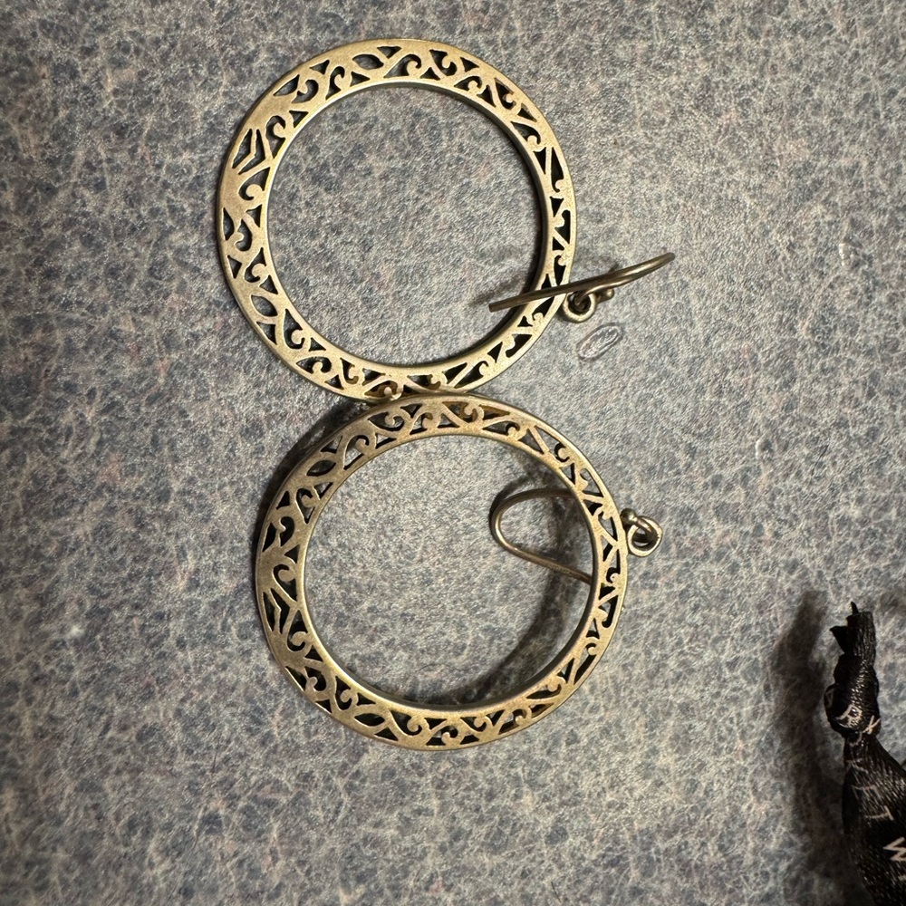Silpada Gold Filigree Open Hoop Earrings